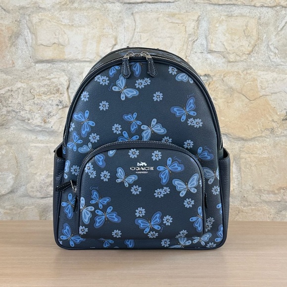 Coach butterfly court medium backpack blue+wallet set NWT authentic - Picture 2 of 16